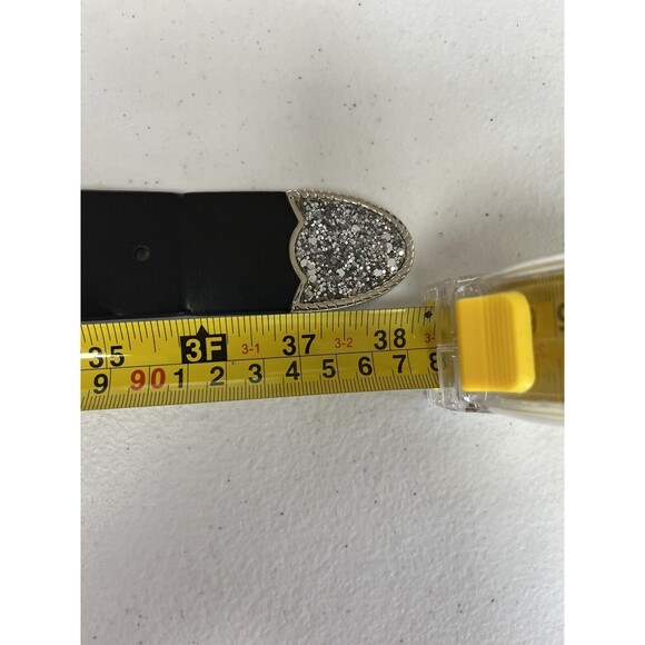 Women’s - Black  - Manmade Material-Fancy - Blinging Belt Buckle  Size   M/Large - Picture 4 of 5